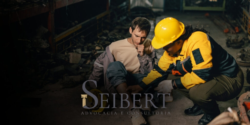 Homem que sofreu acidente de trabalho, sendo aparado. 